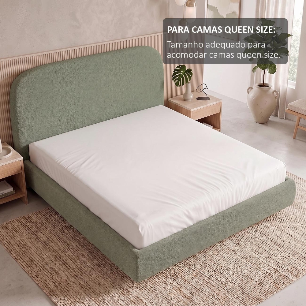 Cama Queen Flutuante Com Cabeceira 160cm Float Boucle Oliva - Mpozenato