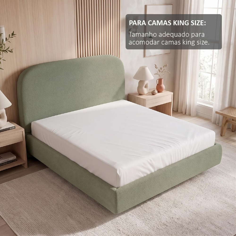 Cama King Flutuante Com Cabeceira 195cm Float Boucle Oliva - Mpozenato