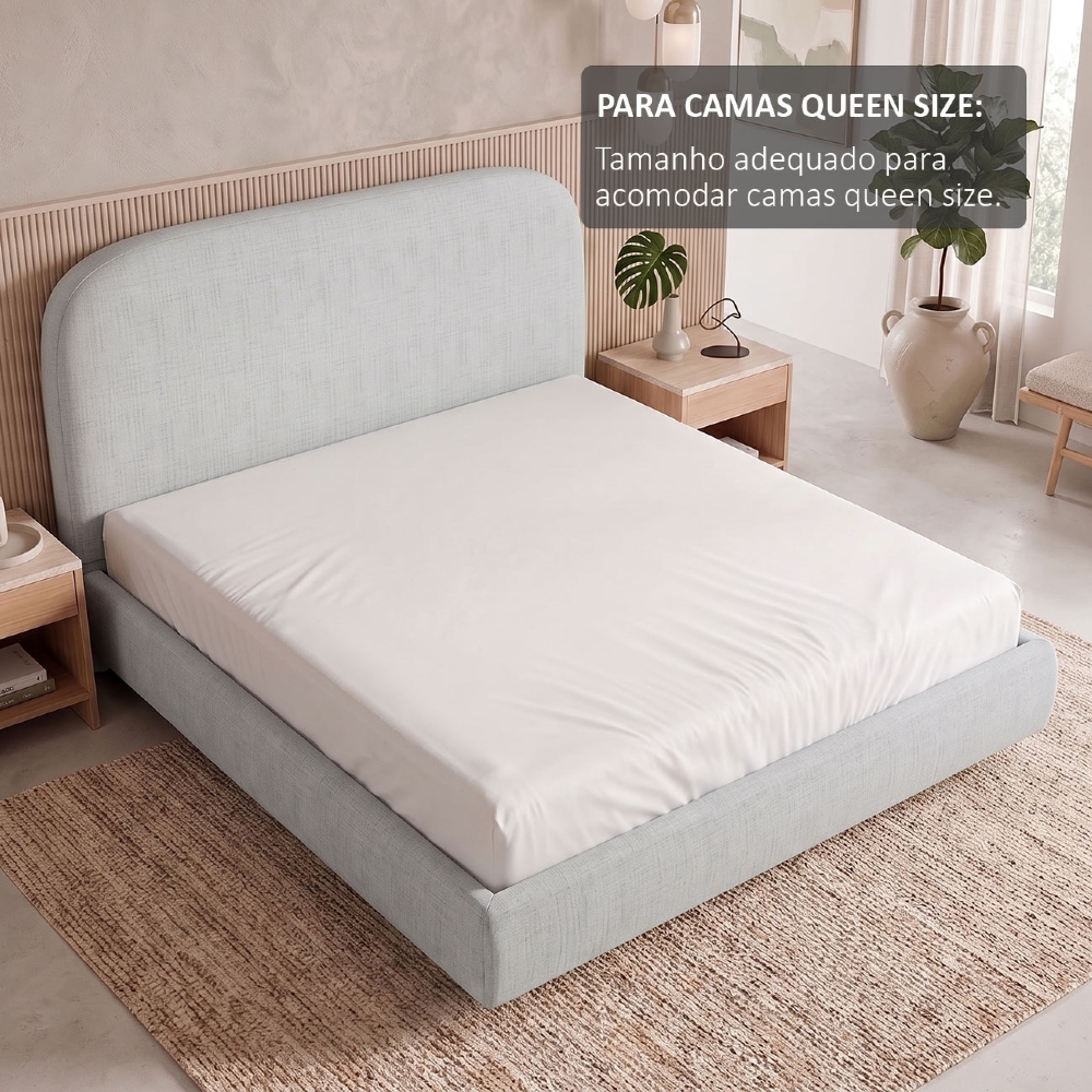 Cama Queen Flutuante Com Cabeceira 160cm Float Linho Cinza - Mpozenato