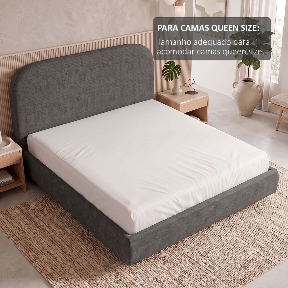 Cama Queen Flutuante Com Cabeceira 160cm Float Linho Cinza Escuro - Mpozenato
