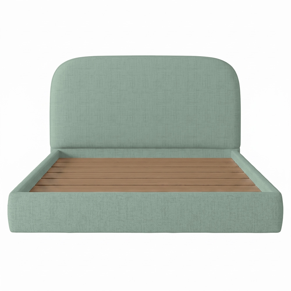 Cama Casal Flutuante Com Cabeceira 140cm Float Linho Verde Menta - Mpozenato