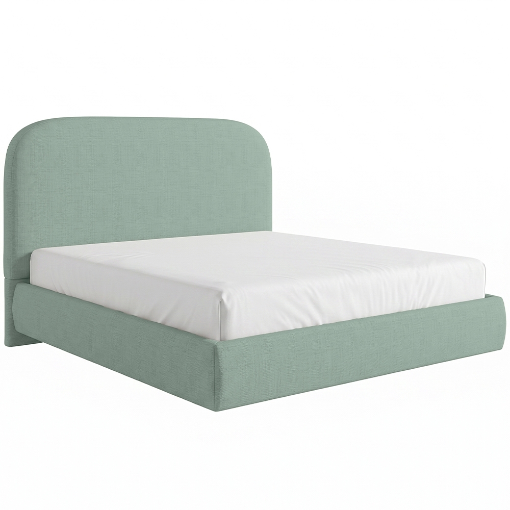 Cama Queen Flutuante Com Cabeceira 160cm Float Linho Verde Menta - Mpozenato