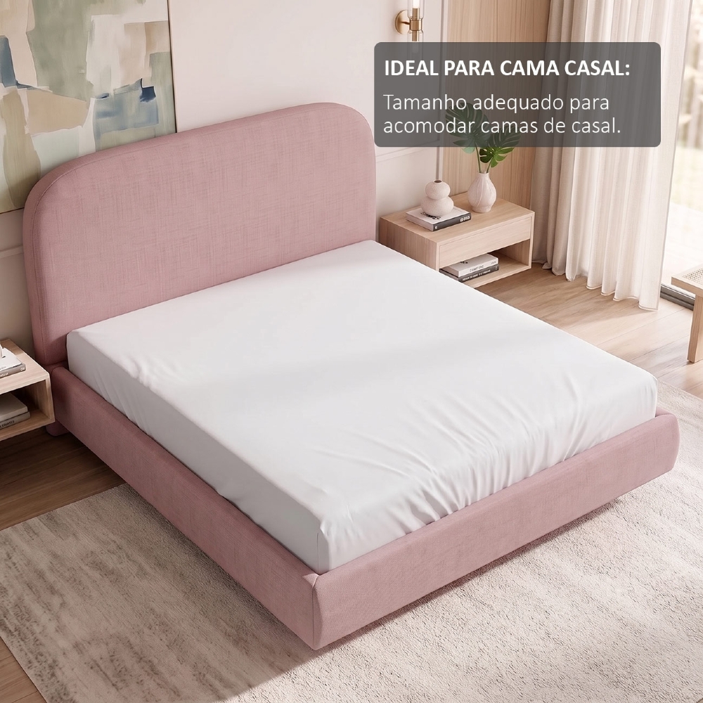 Cama Casal Flutuante Com Cabeceira 140cm Float Linho Rosa - Mpozenato
