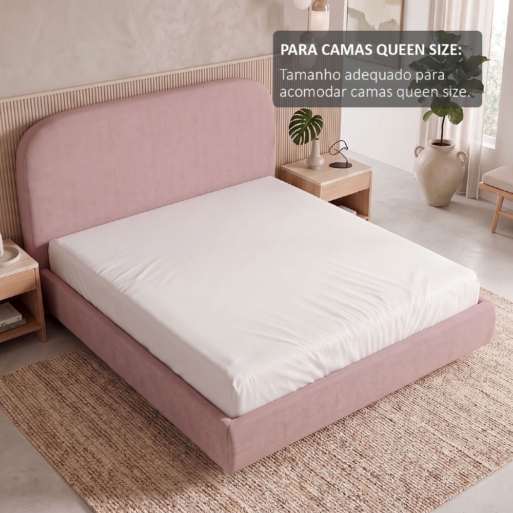 Cama Queen Flutuante Com Cabeceira 160cm Float Linho Rosa - Mpozenato