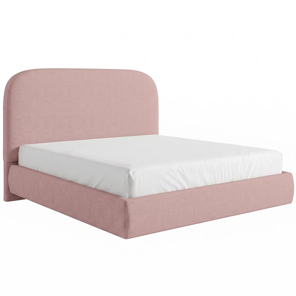 Cama King Flutuante Com Cabeceira 195cm Float Linho Rosa - Mpozenato