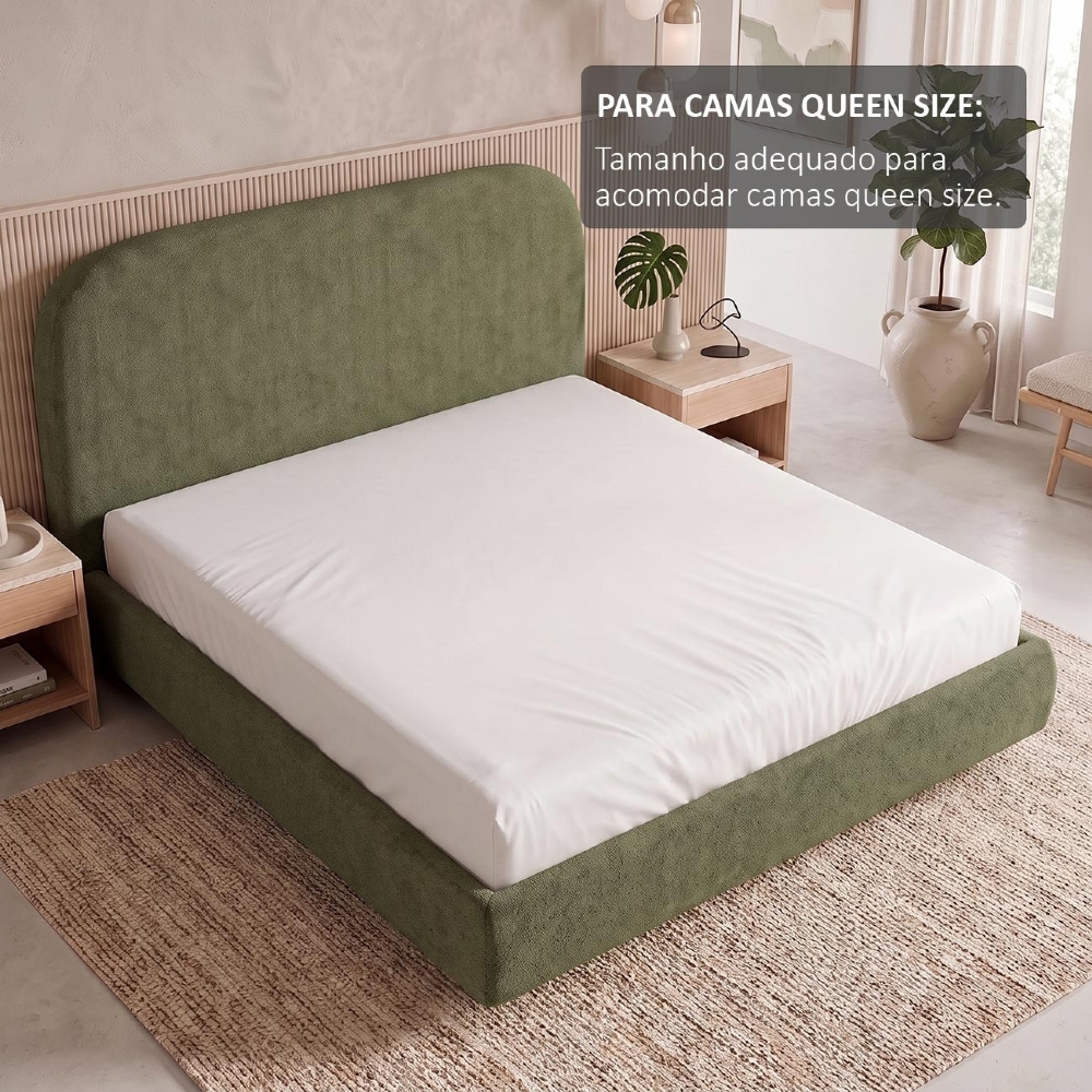 Cama Queen Flutuante Com Cabeceira 160cm Float Linho Verde - Mpozenato