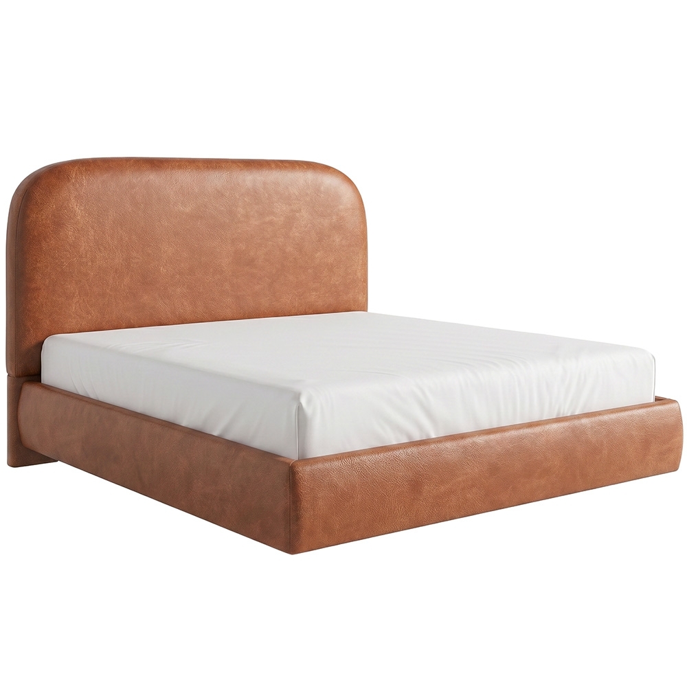 Cama Casal Flutuante Com Cabeceira 140cm Float Sintético Camel - Mpozenato