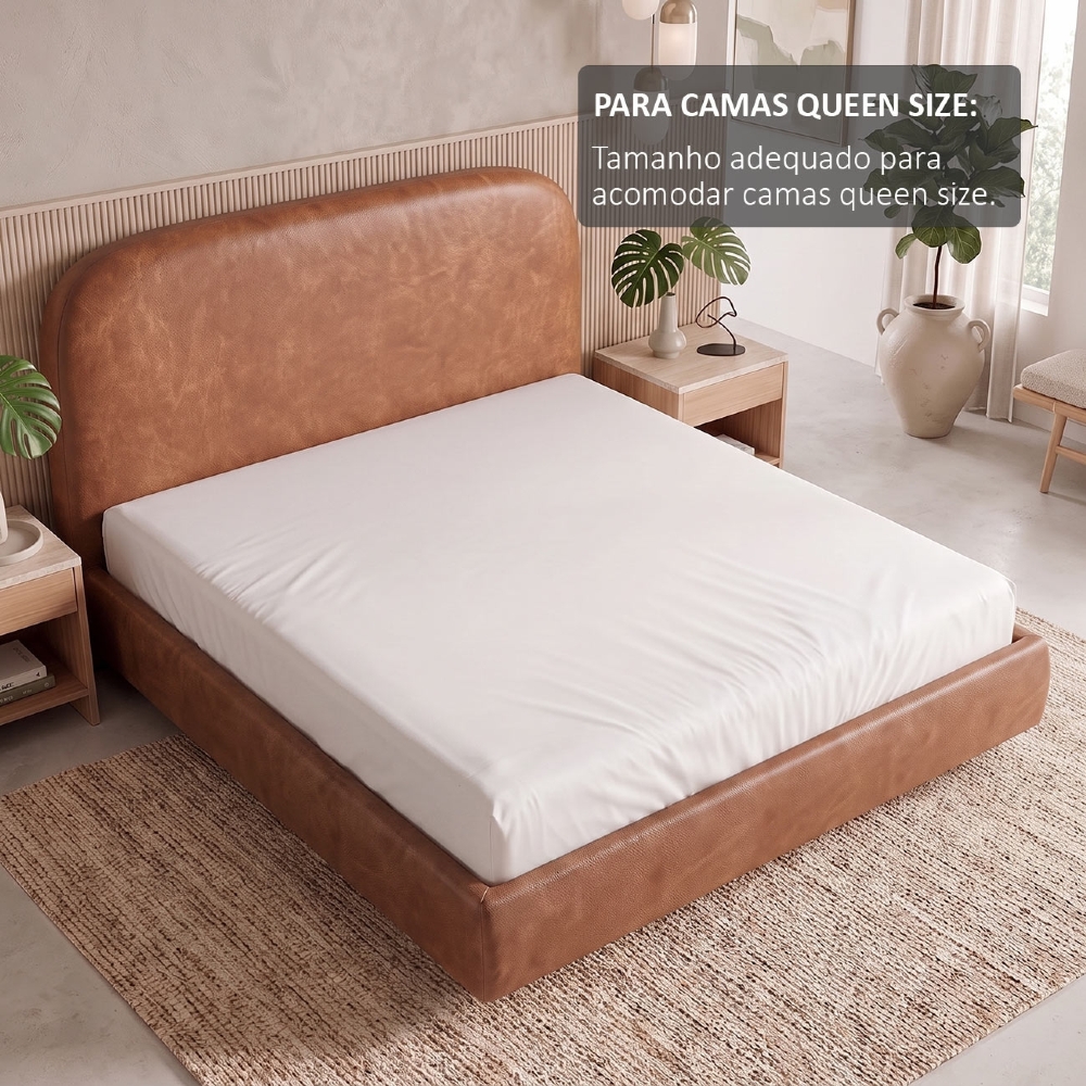 Cama Queen Flutuante Com Cabeceira 160cm Float Sintético Camel - Mpozenato