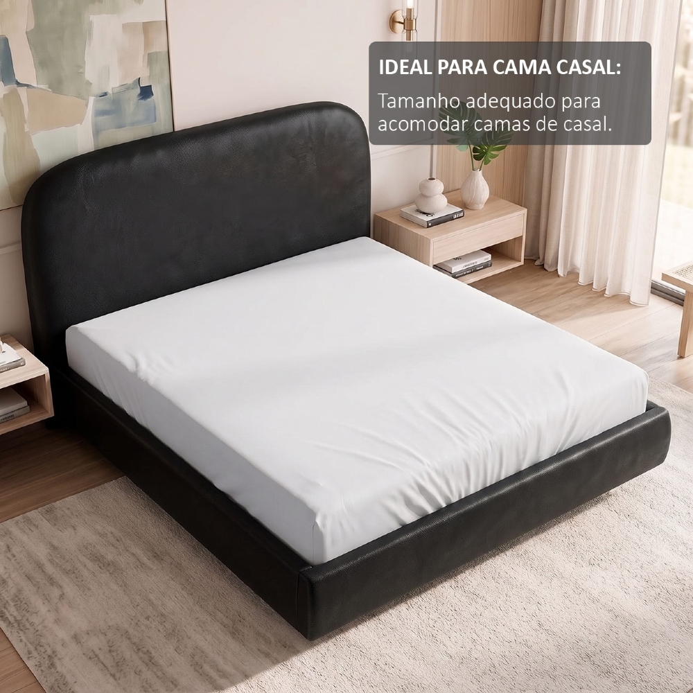 Cama Casal Flutuante Com Cabeceira 140cm Float Sintético Preto - Mpozenato