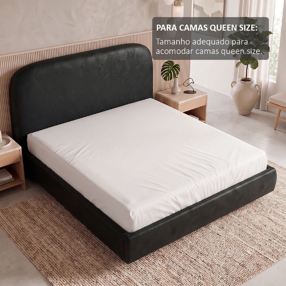 Cama Queen Flutuante Com Cabeceira 160cm Float Sintético Preto - Mpozenato