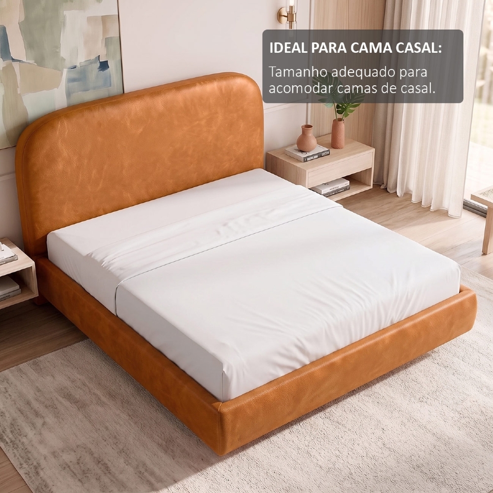 Cama Casal Flutuante Com Cabeceira 140cm Float Sintético Canela - Mpozenato