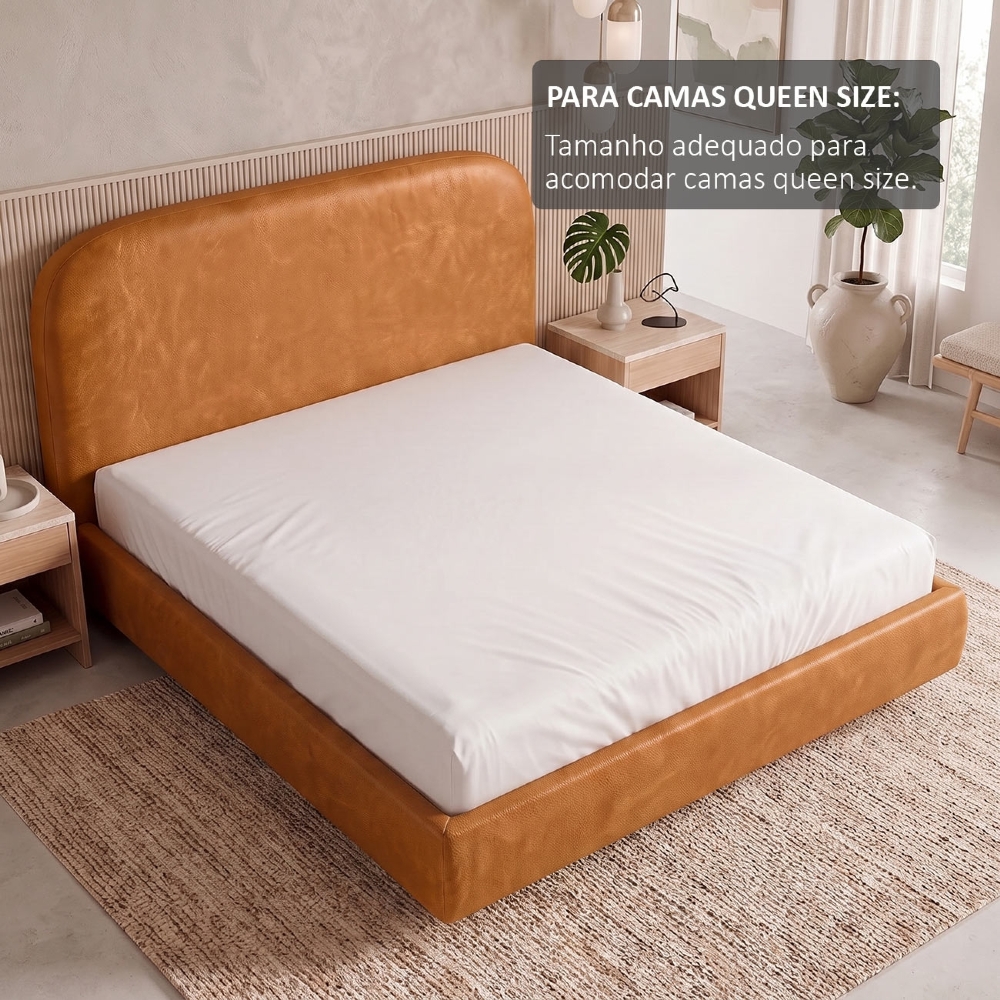 Cama Queen Flutuante Com Cabeceira 160cm Float Sintético Canela - Mpozenato