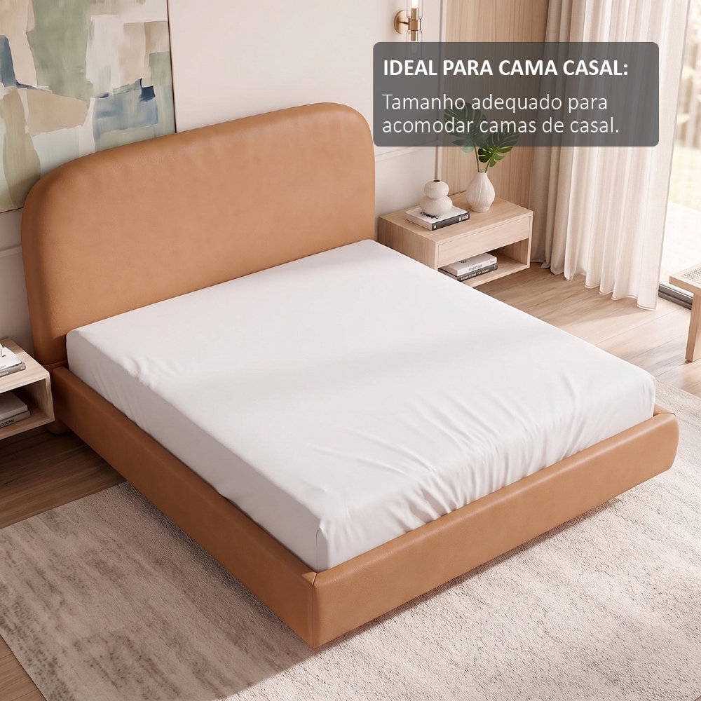 Cama Casal Flutuante Com Cabeceira 140cm Float Sintético Mocca - Mpozenato