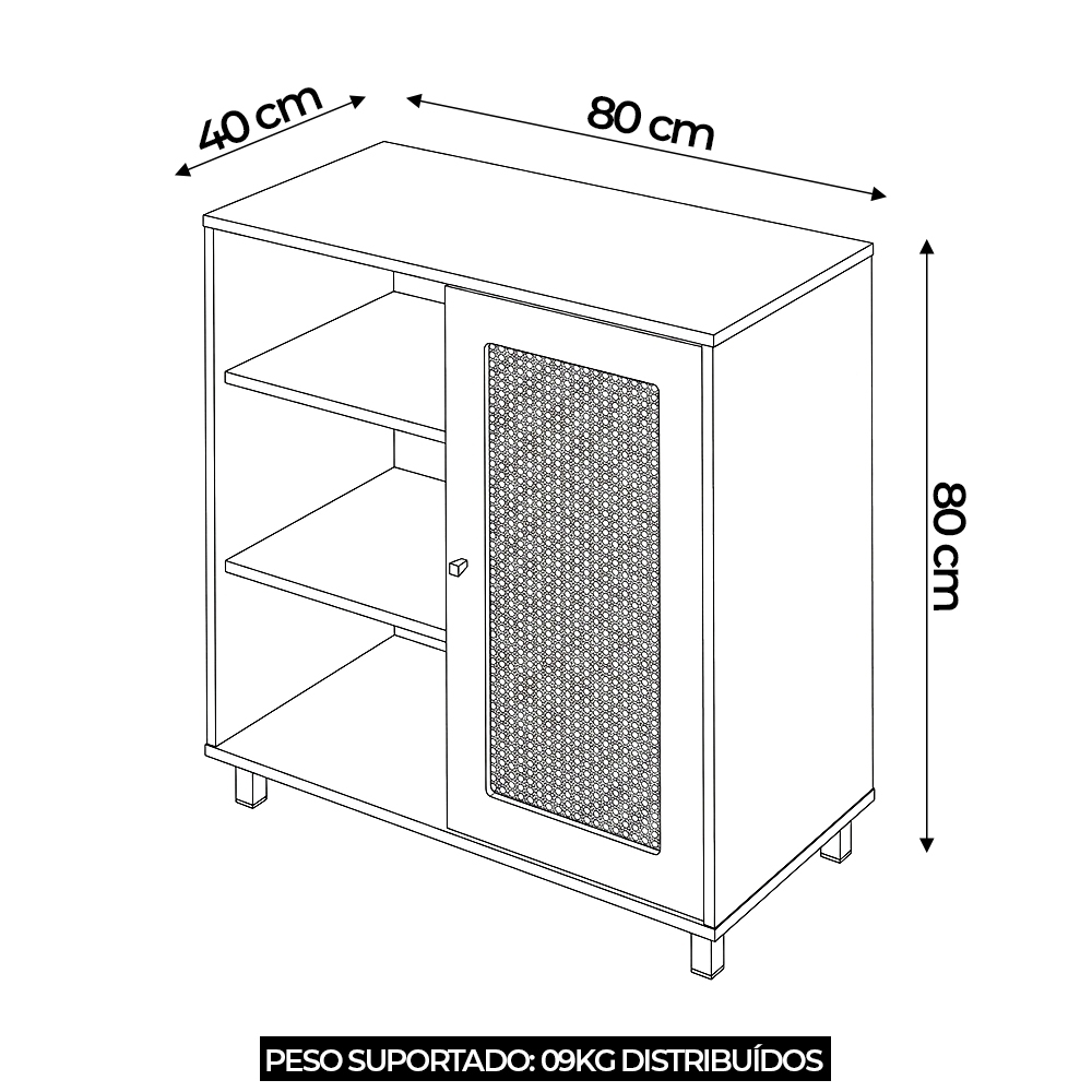 Buffet Aparador 80cm 1 Porta Sofie Cinamomo/Off White A09 - Mpozenato