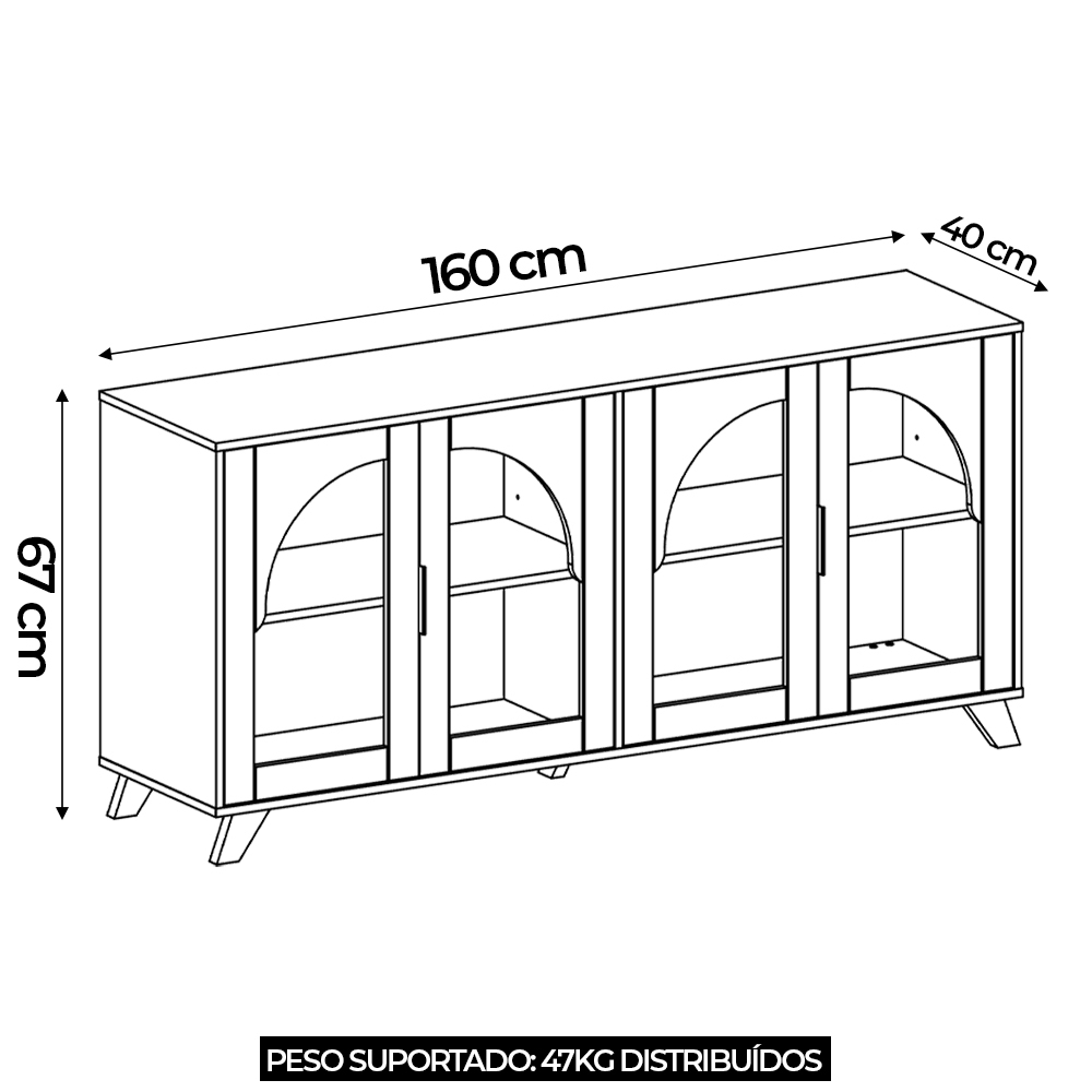 Buffet Aparador 160cm 4 Portas Prestige Cinamomo/Off White A09 - Mpozenato