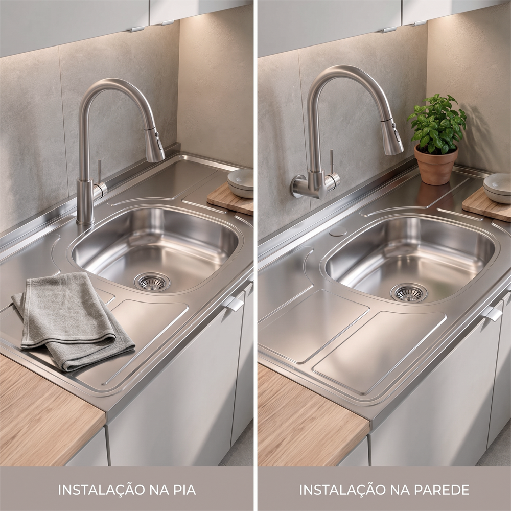 Pia de Cozinha Com Cuba e Válvula Bali 100cm Aço Inox - Ghel Plus