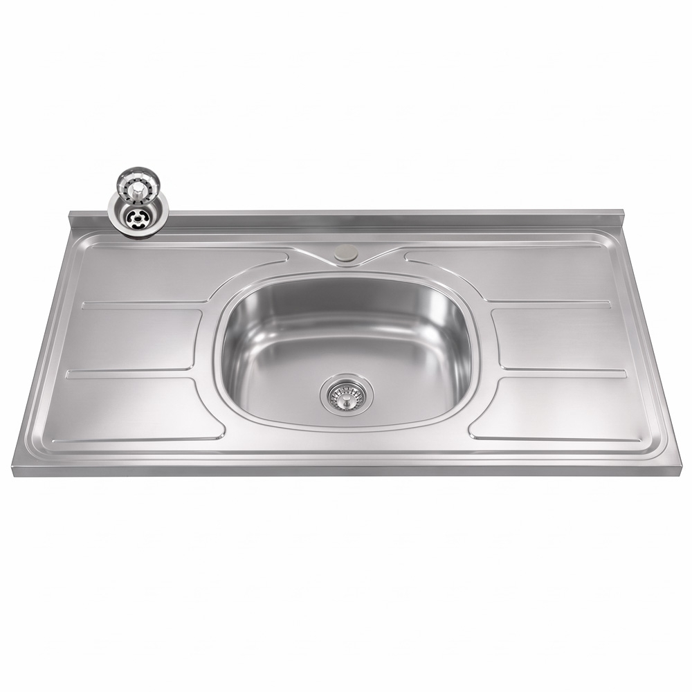Pia de Cozinha Com Cuba e Válvula Bali 100cm Aço Inox - Ghel Plus