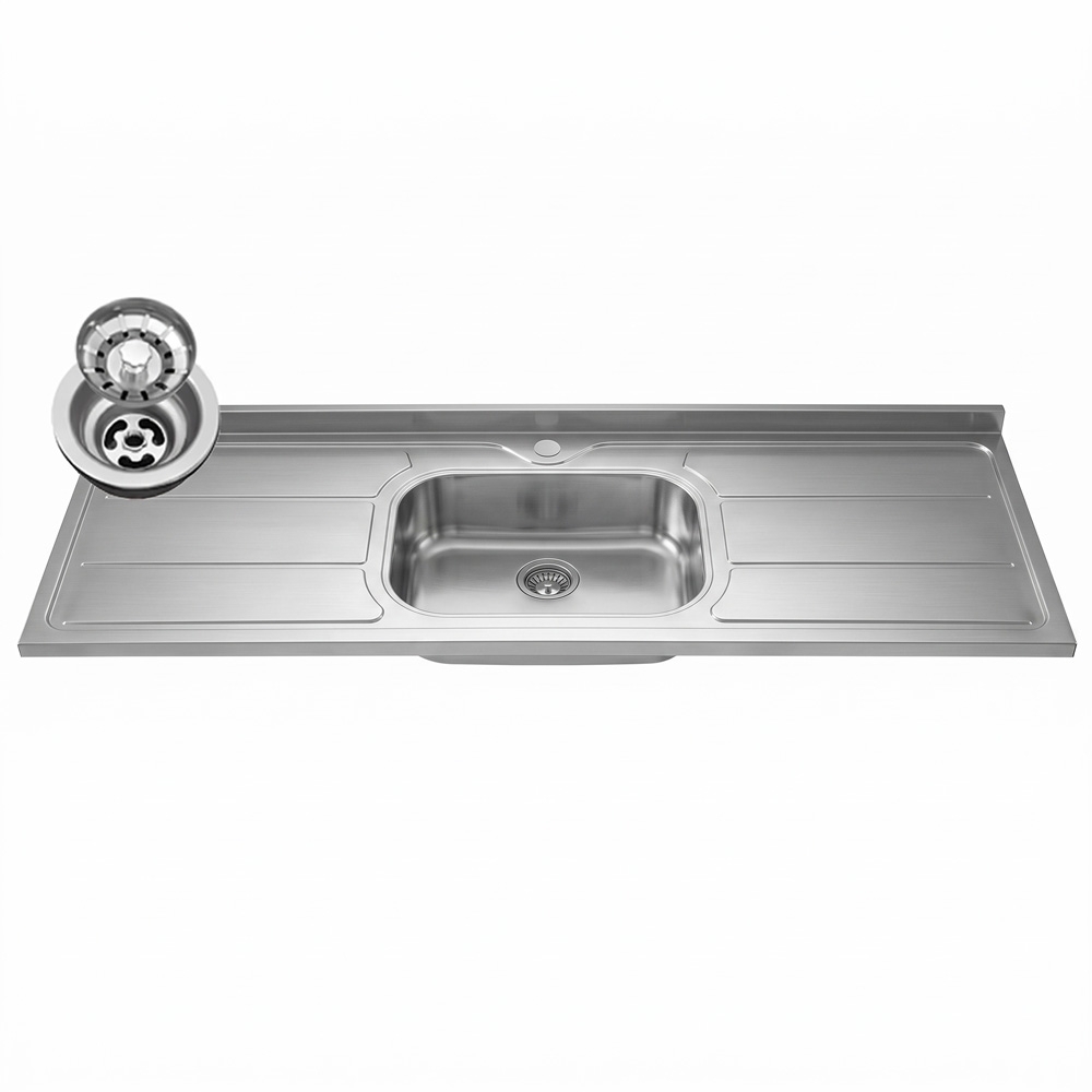 Pia de Cozinha com Cuba 180cm e Válvula Aço Inox - Ghel Plus