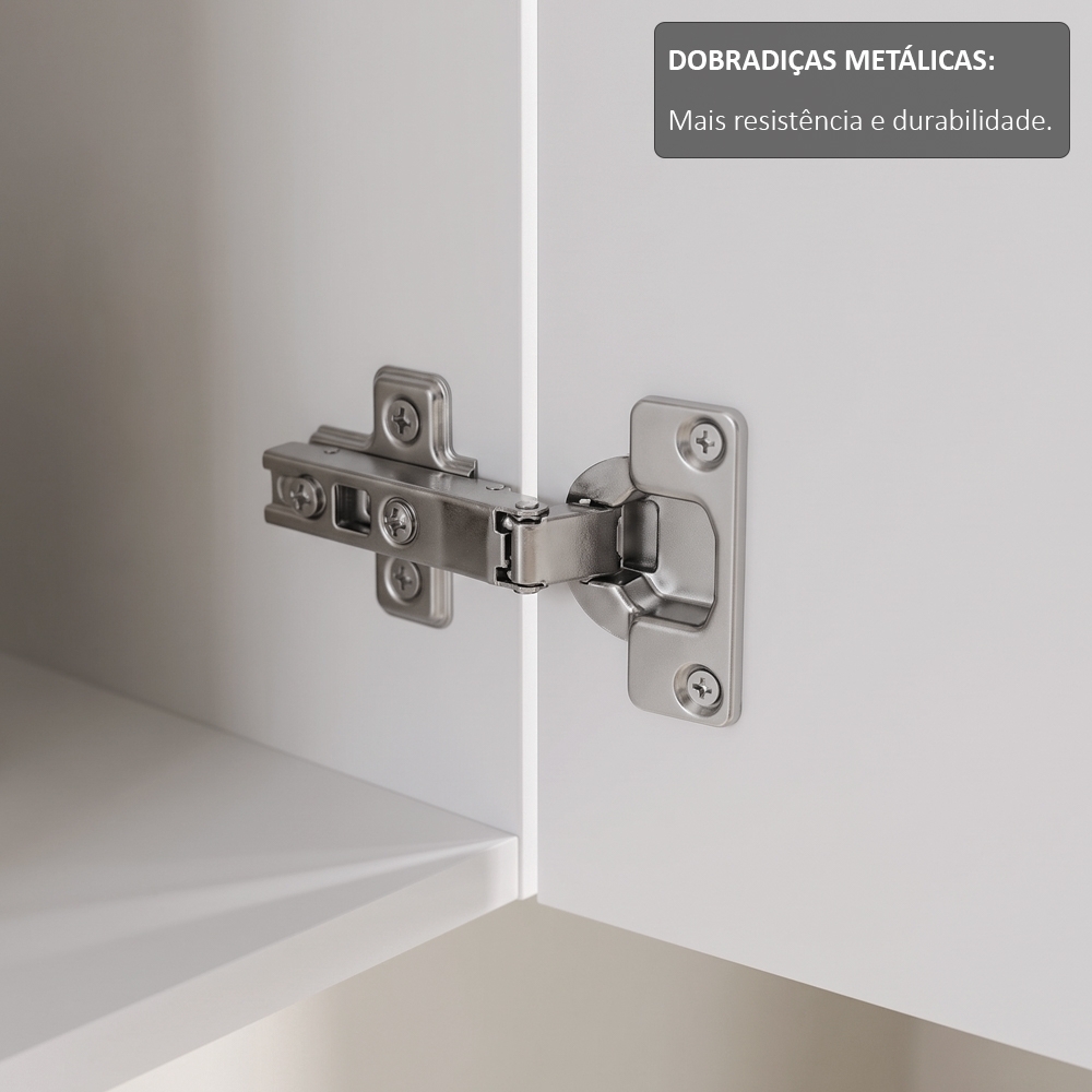 Armário Aéreo 150cm 4 Portas Andréia Branco - AJL Móveis
