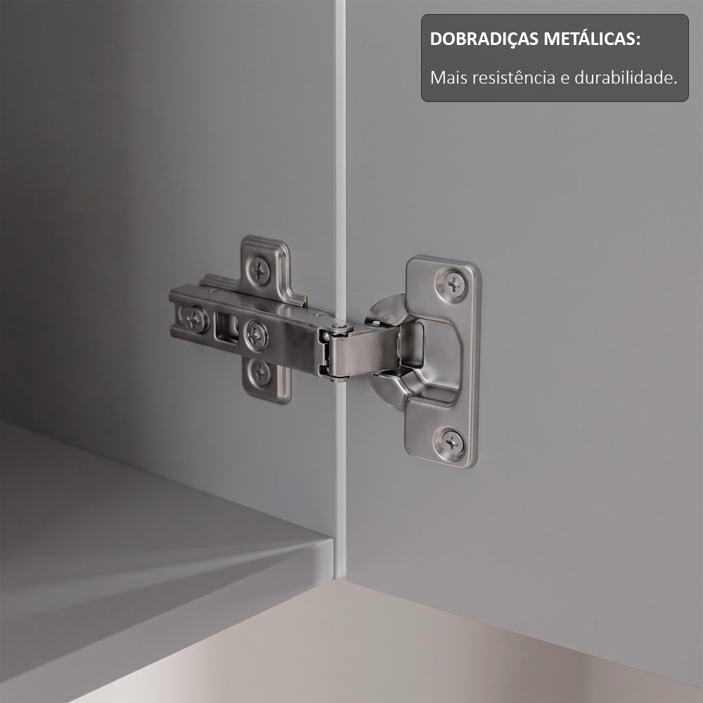 Armário Aéreo 150cm 4 Portas Andréia Cinza - AJL Móveis