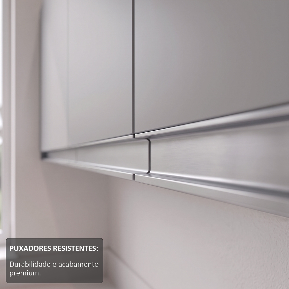 Armário Aéreo 150cm 4 Portas Andréia Cinza - AJL Móveis