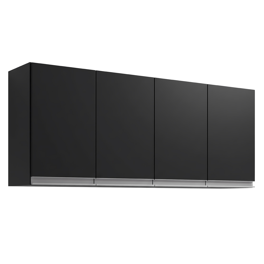 Armário Aéreo 150cm 4 Portas Andréia Preto - AJL Móveis