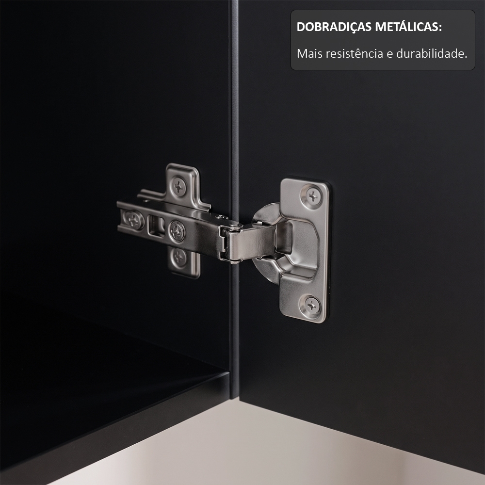 Armário Aéreo 150cm 4 Portas Andréia Preto - AJL Móveis