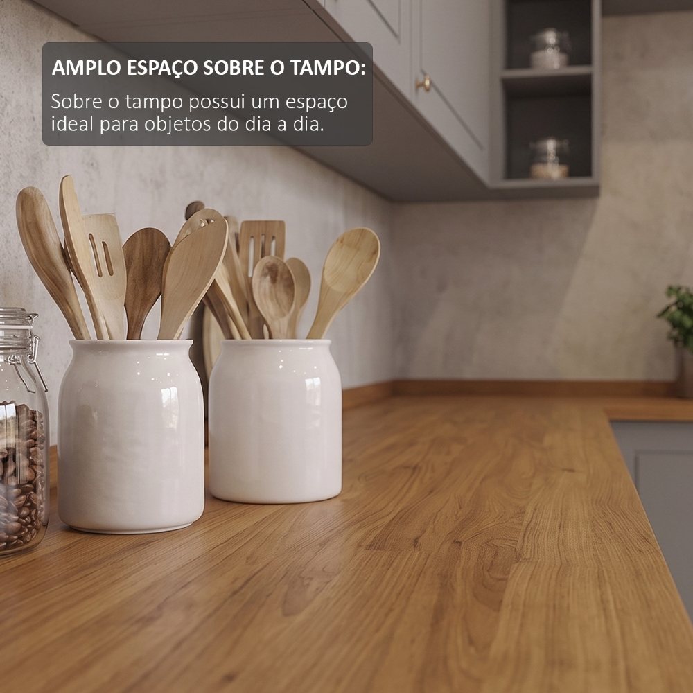 Armário de Cozinha 10 Peças Tampo CP32 Americana Cinza/Nature H02 - Mpozenato