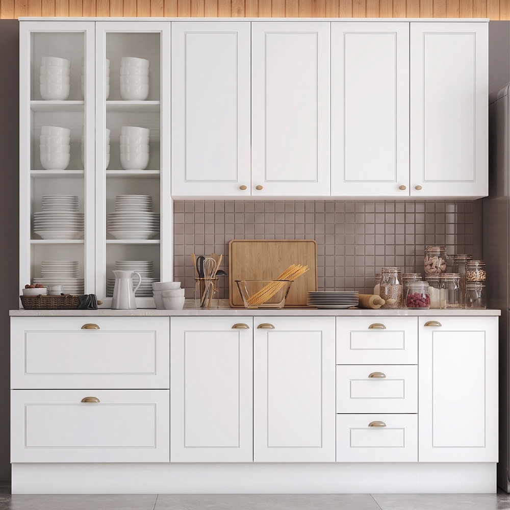 Armário de Cozinha 5 Peças Tampo CP18 Americana Branco/Calcare H02 - Mpozenato