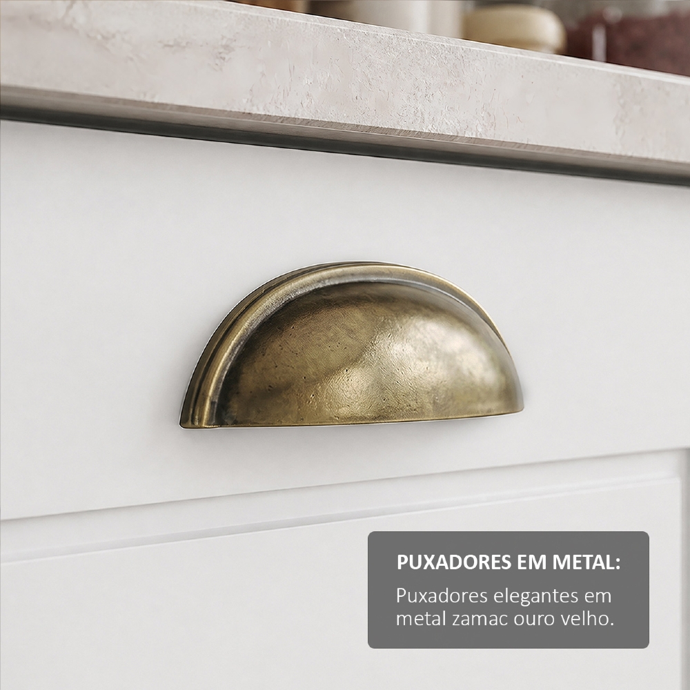 Armário de Cozinha 5 Peças Tampo CP18 Americana Branco/Calcare H02 - Mpozenato