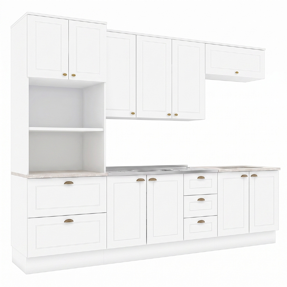 Armário de Cozinha 5 Peças Com Pia CP20 Americana Branco/Calcare H02 - Mpozenato