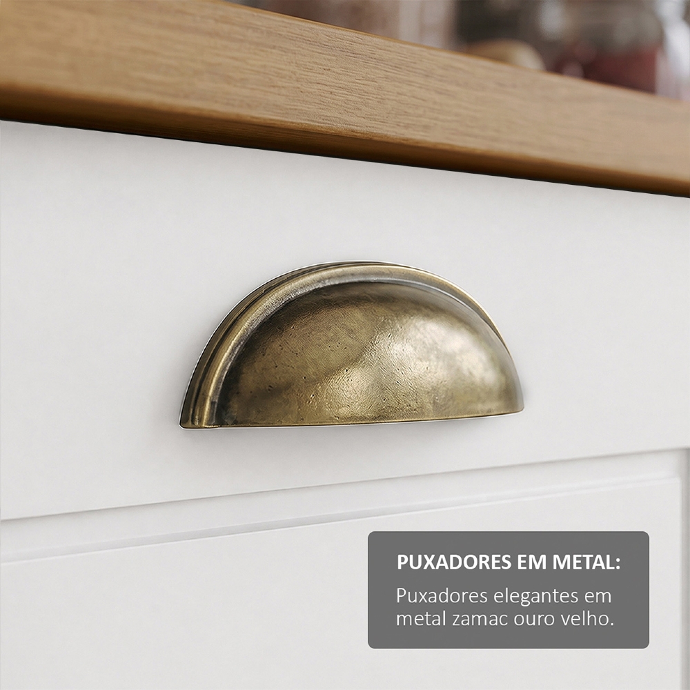 Armário de Cozinha 5 Peças Com Pia CP20 Americana Branco/Nature H02 - Mpozenato