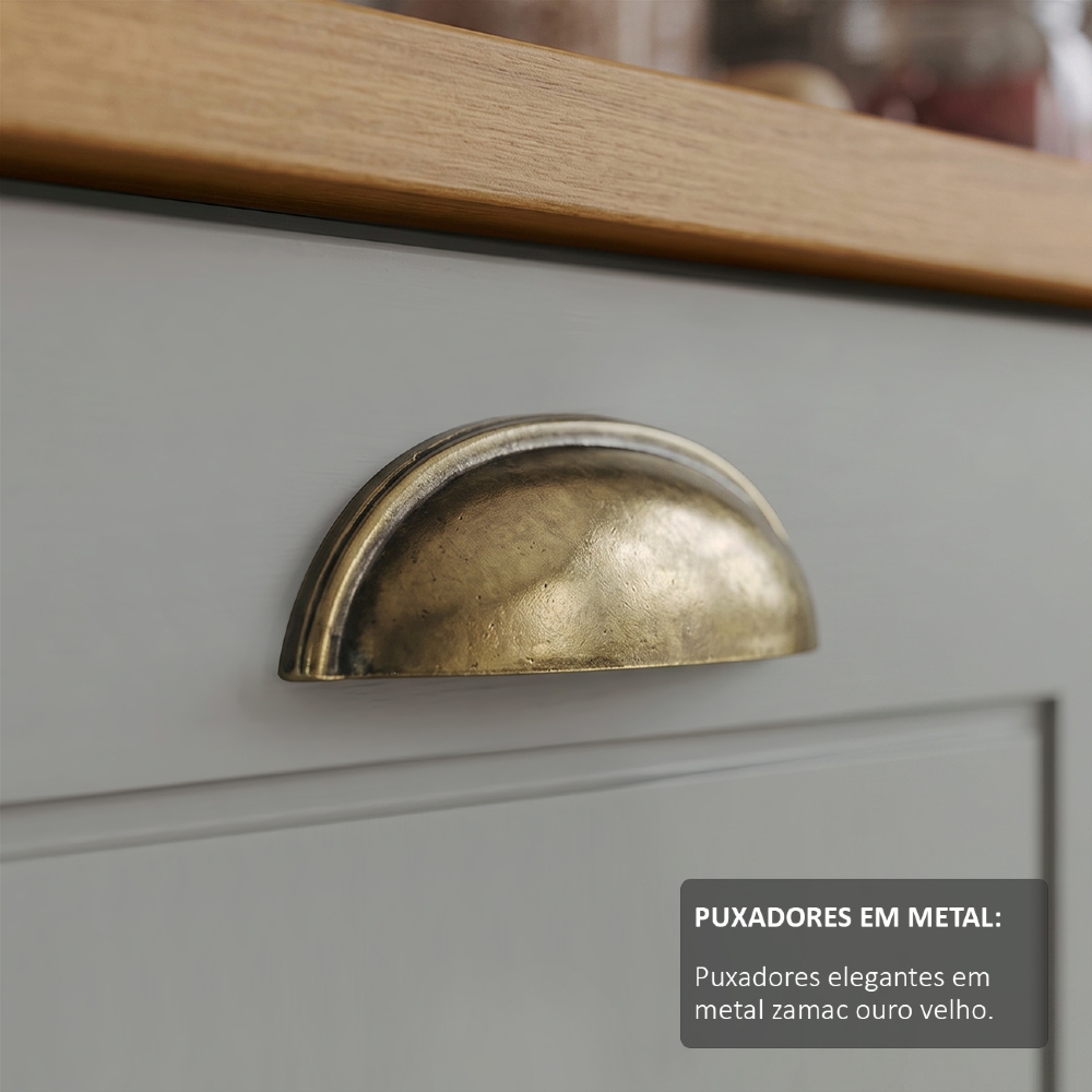 Armário de Cozinha 5 Peças Com Pia CP20 Americana Cinza/Nature H02 - Mpozenato