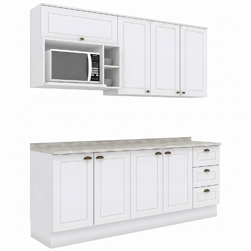 Armário de Cozinha 5 Peças Tampo CP21 Americana Branco/Calcare H02 - Mpozenato