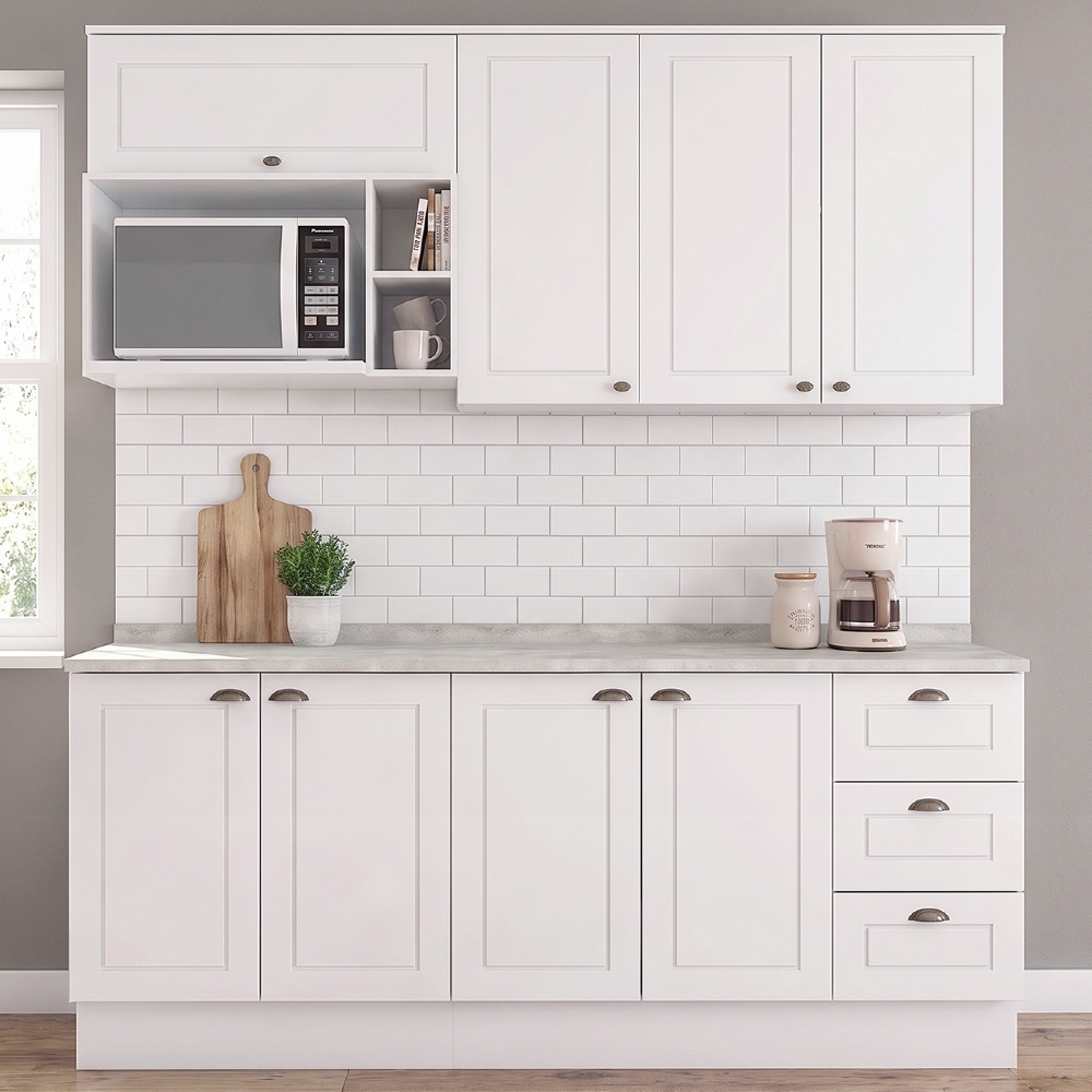 Armário de Cozinha 5 Peças Tampo CP21 Americana Branco/Calcare H02 - Mpozenato