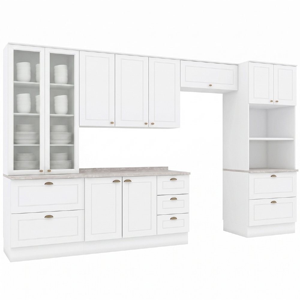 Armário de Cozinha 5 Peças Tampo CP22 Americana Branco/Calcare H02 - Mpozenato