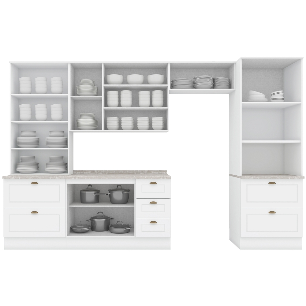 Armário de Cozinha 5 Peças Tampo CP22 Americana Branco/Calcare H02 - Mpozenato