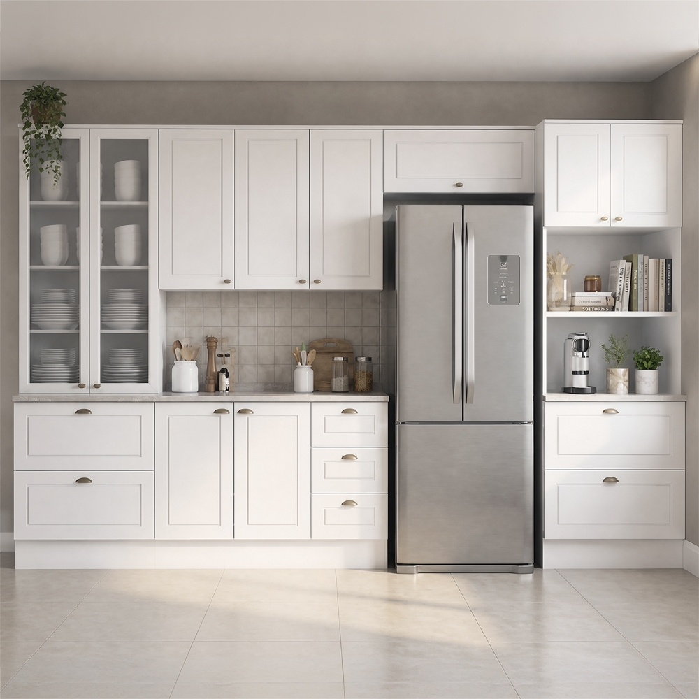 Armário de Cozinha 5 Peças Tampo CP22 Americana Branco/Calcare H02 - Mpozenato