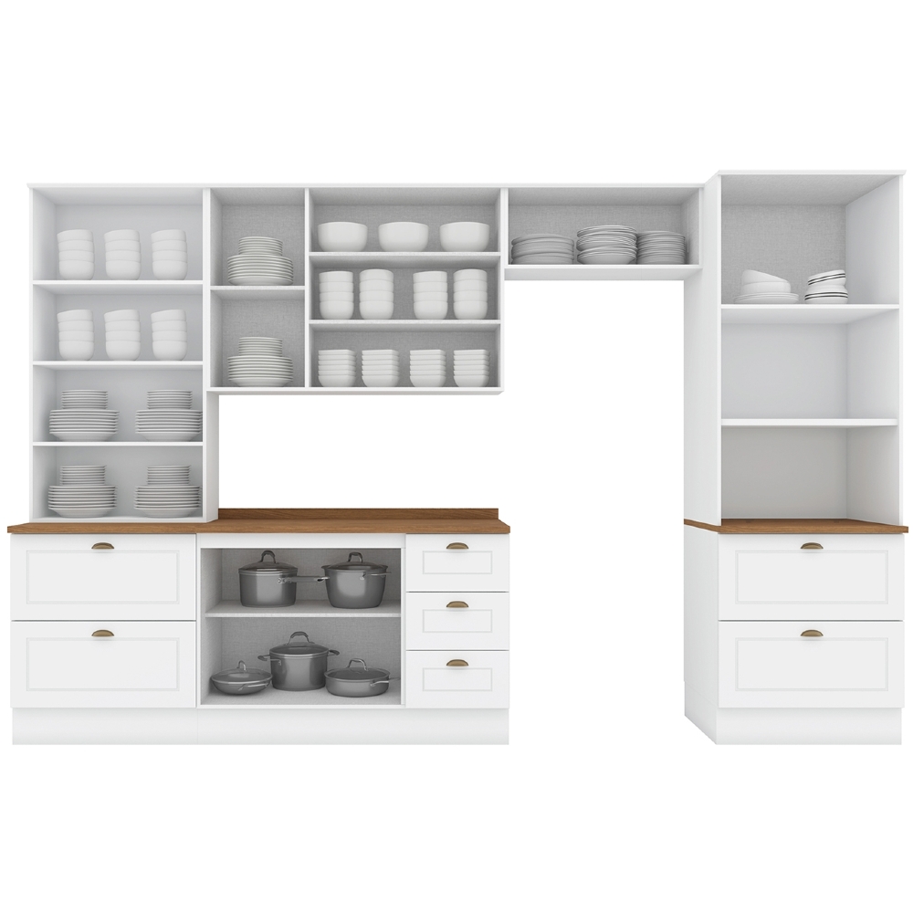 Armário de Cozinha 5 Peças Tampo CP22 Americana Branco/Nature H02 - Mpozenato