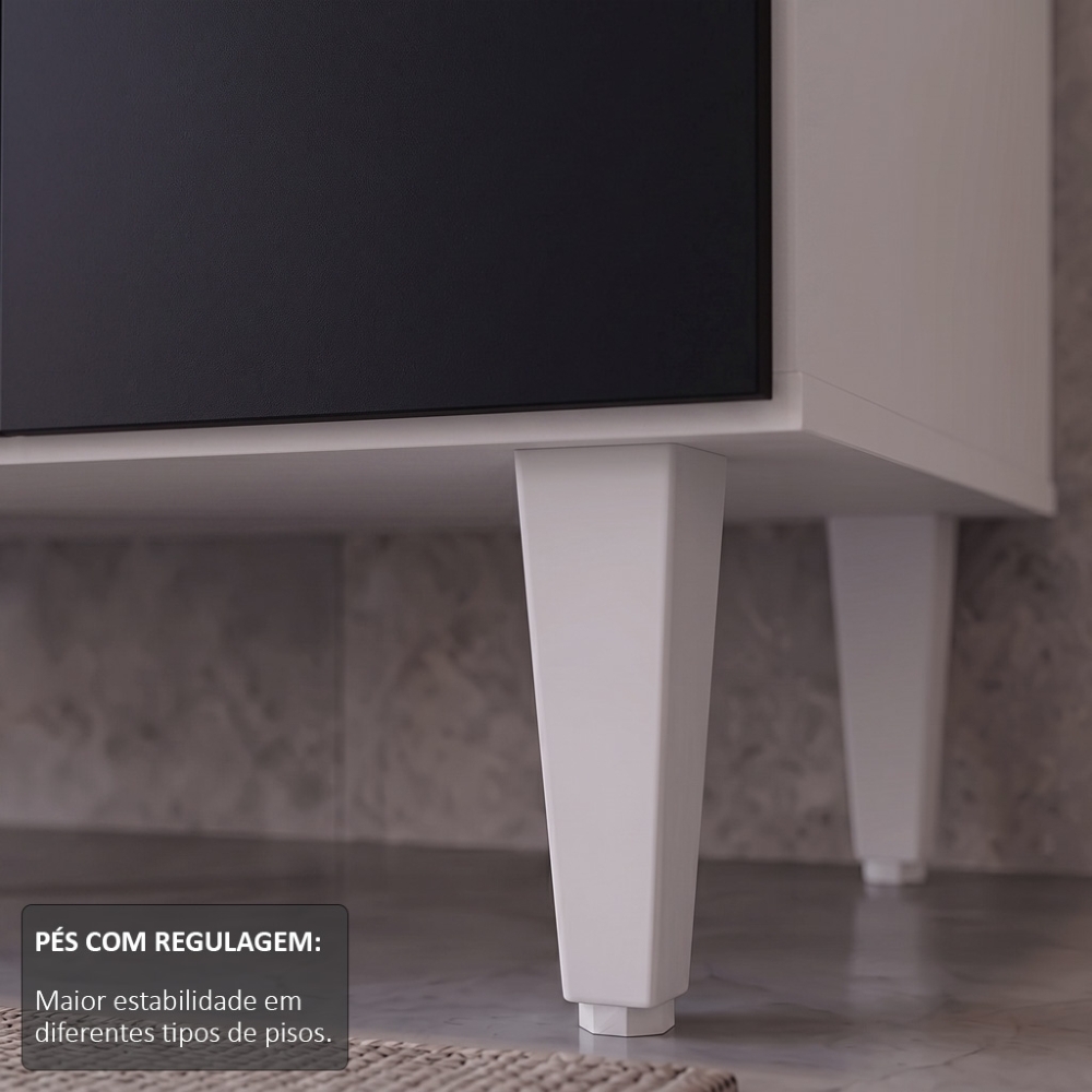 Balcão Gabinete 160cm Sem Tampo 4 Portas 2 Gavetas Arkansas Branco/Preto - Lumil Móveis