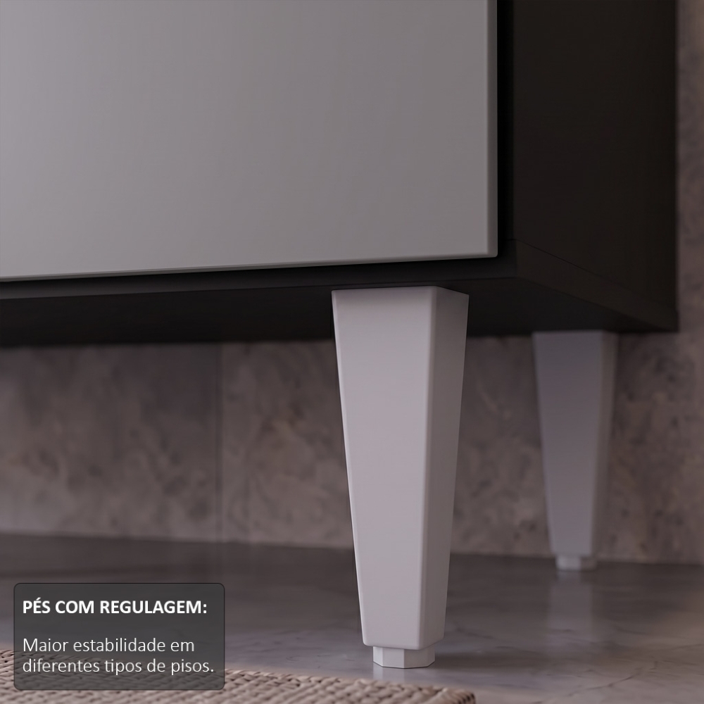 Balcão Gabinete 160cm Sem Tampo 4 Portas 2 Gavetas Arkansas Preto/Cinza - Lumil Móveis