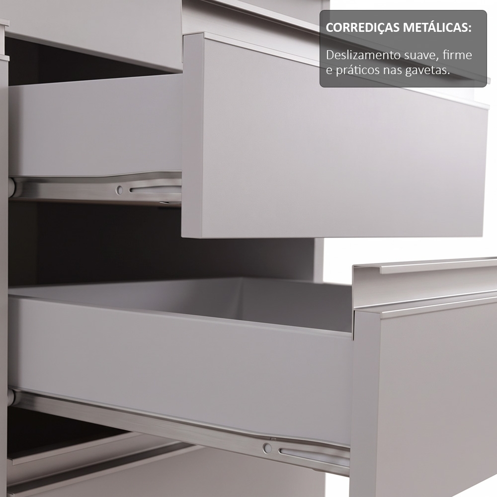 Balcão de Cozinha Para Pia 160cm Sem Tampo Arkansas Cinza Claro - Lumil