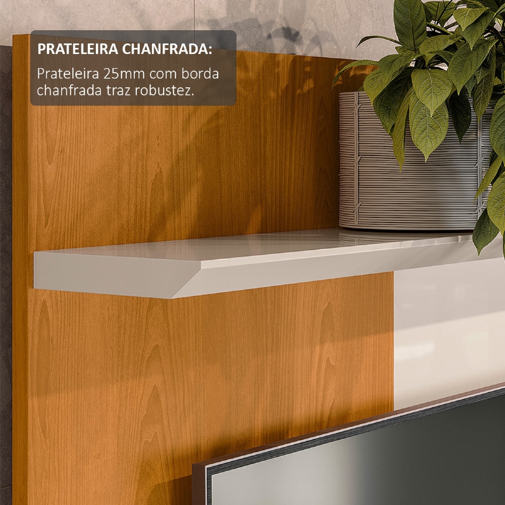 Painel TV 65 Pol Bancada Suspensa 154cm Búzios Cinamomo/Off Z10 - Mpozenato