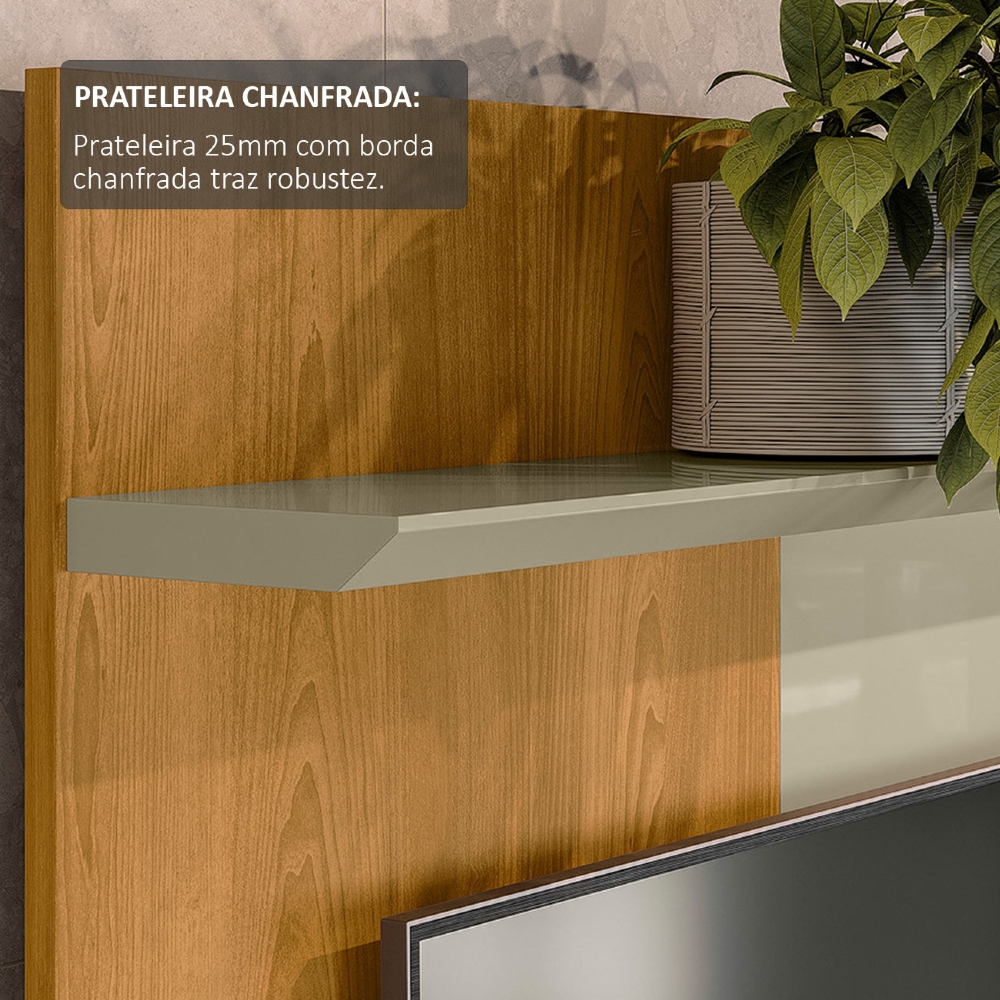 Painel TV 65 Pol Bancada Suspensa 154cm Búzios Cumaru/Opala Z10 - Mpozenato