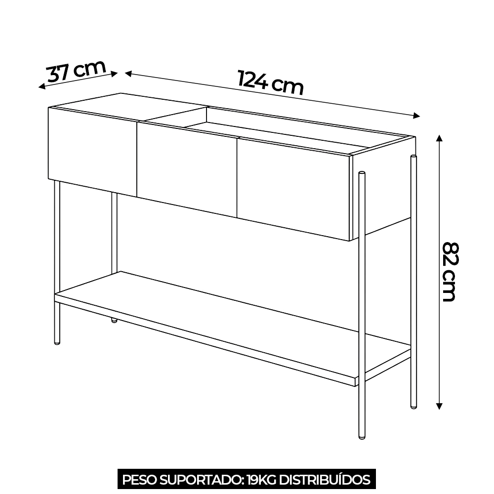 Aparador Sala 124cm 3 Portas Pé Metal Bally Cumaru/Opala Z10 - Mpozenato