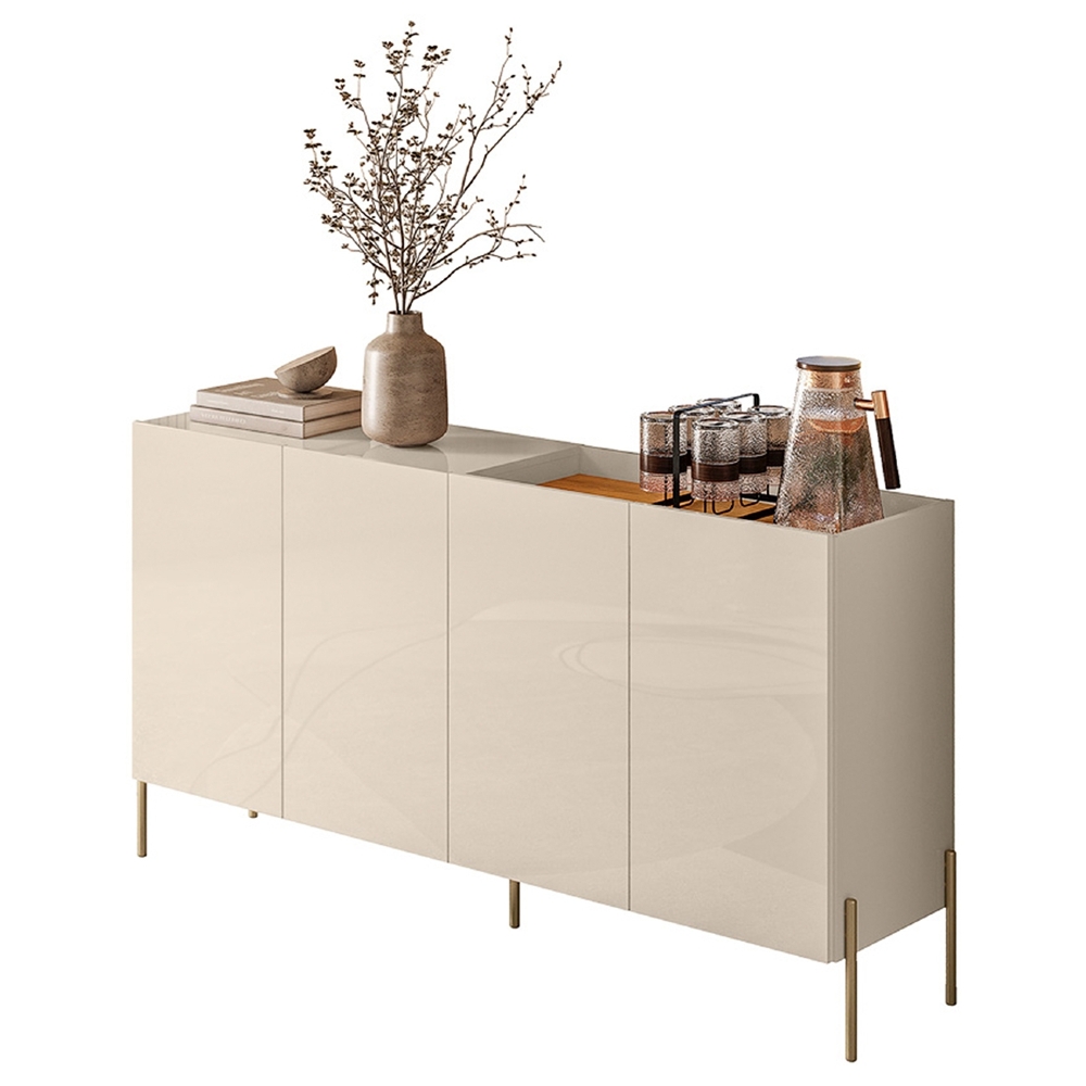 Buffet Aparador 150cm 4 Portas Pé Metal Giza Cinamomo/Off Z10 - Mpozenato