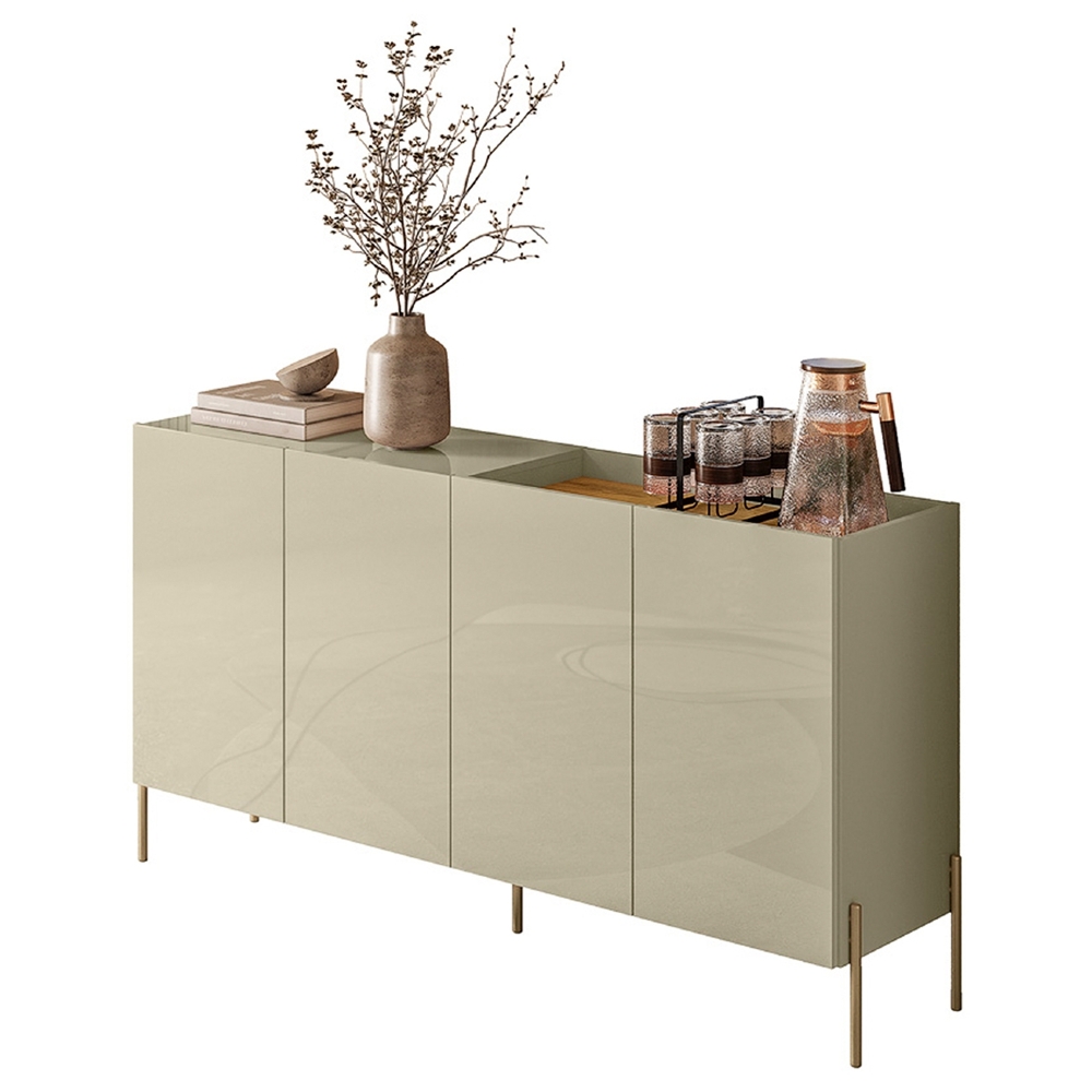 Buffet Aparador 150cm 4 Portas Pé Metal Giza Cumaru/Opala Z10 - Mpozenato