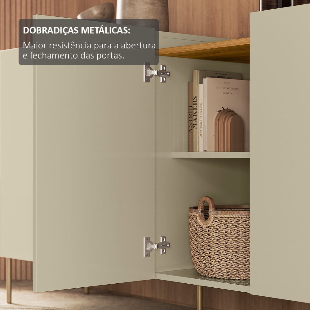 Buffet Aparador 150cm 4 Portas Pé Metal Giza Cumaru/Opala Z10 - Mpozenato