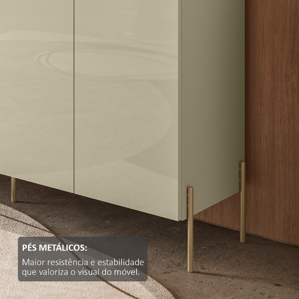 Buffet Aparador 150cm 4 Portas Pé Metal Giza Cumaru/Opala Z10 - Mpozenato