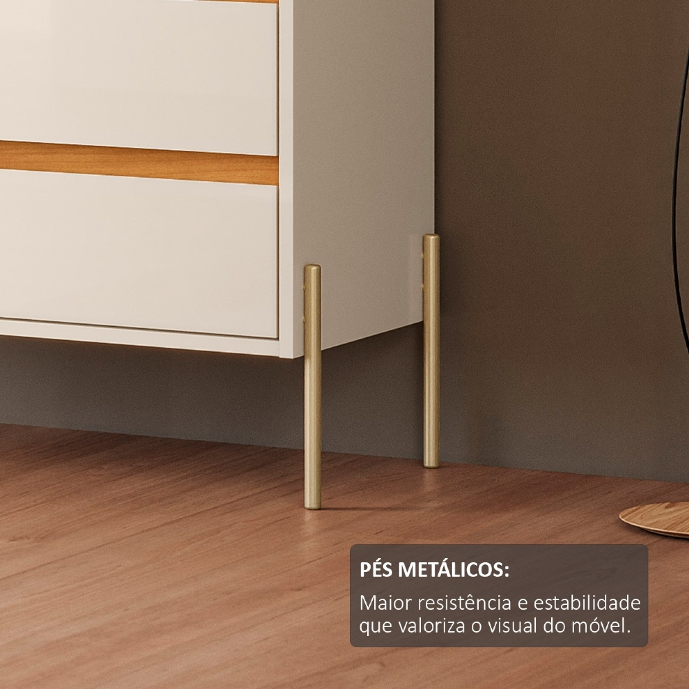 Cristaleira Portas de Vidro 75cm Pé Metal Trevis Cinamomo/Off Z10 - Mpozenato